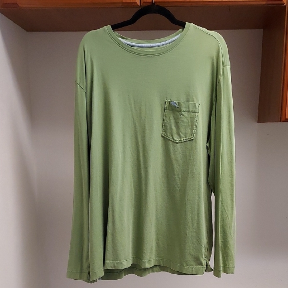 Tommy Bahama Men's XL Long-Sleeve Crewneck Pocket Shirt - Light Green
